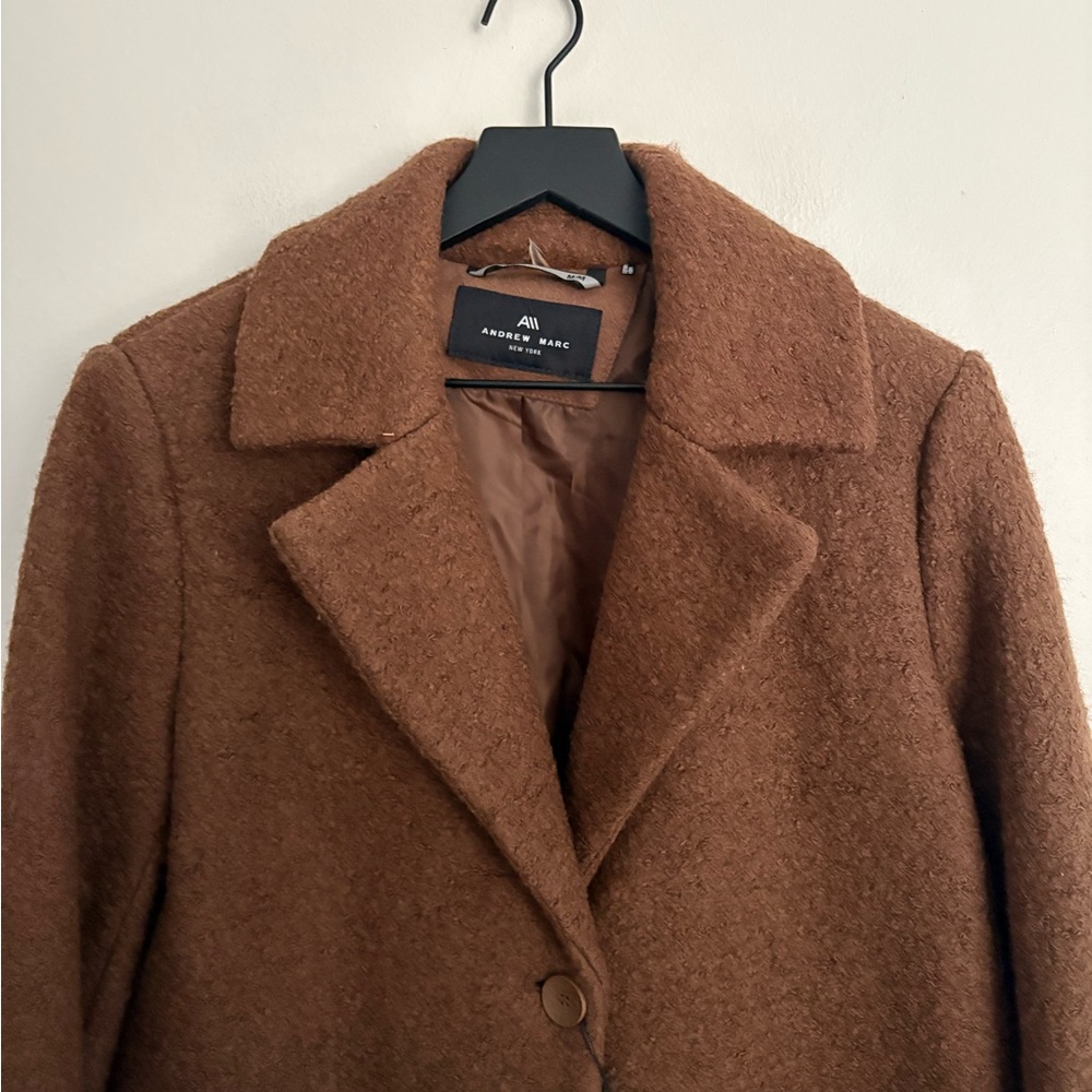 Andrew Marc Rich Regine Elegant Brown Trench Blazer Coat Women’s Medium NWT - Picture 2 of 6
